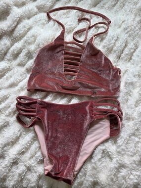 CXIX Velvet Strappy Set - Dusty Rose